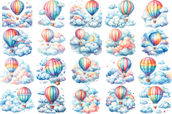 20 Watercolor Hot Air Balloon Illustrations Review