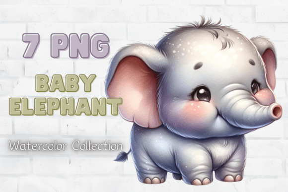 Baby Elephant Clipart Watercolor Nursery Illustrations