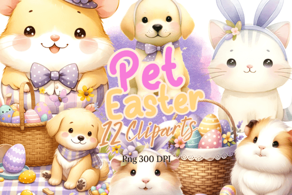 Cute Pets Easter Watercolor Clipart: Illustrations Review