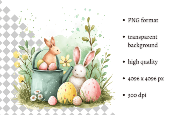 Cute Watercolor Easter Illustration PNG for Blog Illustrations
