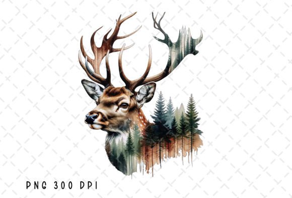 Deer Hunting Forest Watercolor PNG for Illustrations