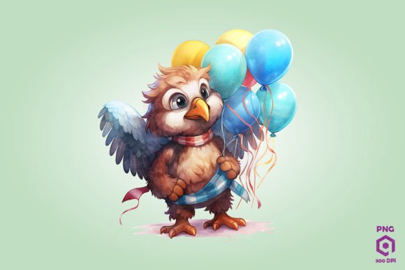 Eagle Holding Balloons Watercolor Illustrations Review