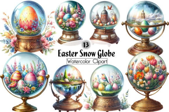 Easter Snow Globe Watercolor Illustrations Review