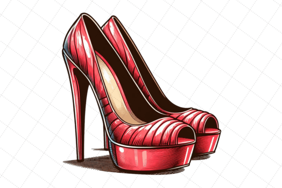 High-Heeled Shoes Watercolor Style Illustrations