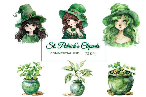 St Patrick s Day Watercolor Clipart Illustrations
