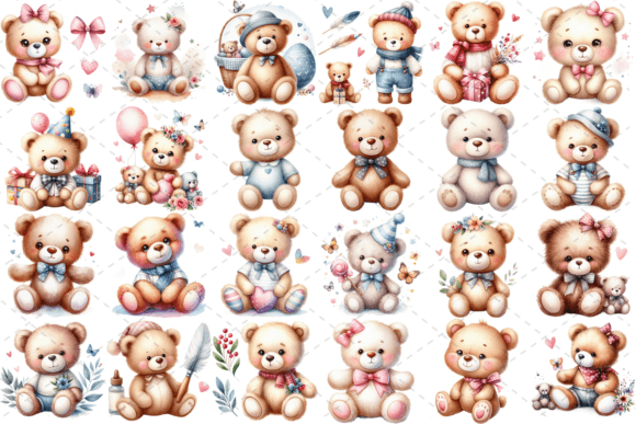 TeddyJoy Watercolor Delight Bundle: Illustrations for Sellers