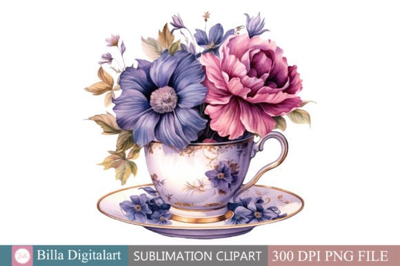 Vintage Tea Watercolor Clipart for Illustrations