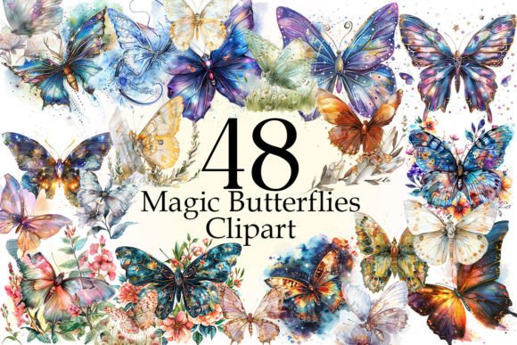 Watercolor Butterflies Clipart Butterfly Illustrations