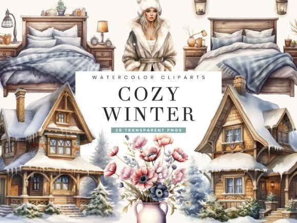 Watercolor Cozy Winter Clipart Bundle: Illustrations Review