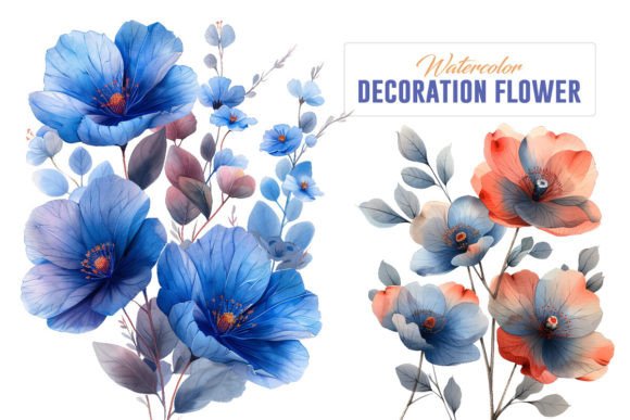 Watercolor Decorative Flowers Illustrations for Branding