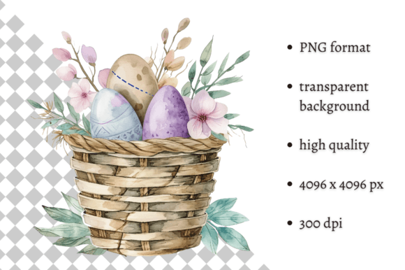 Watercolor Easter Eggs Basket Clipart: Illustrations Review