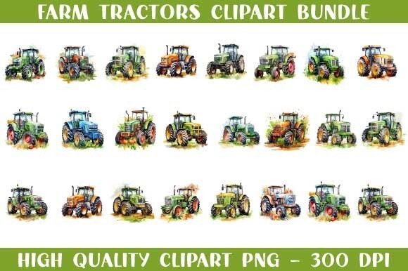 Watercolor Farm Traktor Clipart Bundle: Illustrations Review
