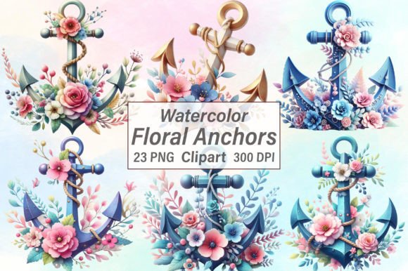 Watercolor Floral Anchors Clipart: Illustrations Review