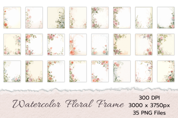 Watercolor Floral Frames Collection: Editorial Illustrations