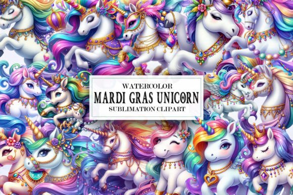 Watercolor Mardi Gras Unicorn Clipart Review