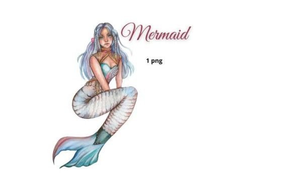 Watercolor Mermaid Girl Illustrations for Branding