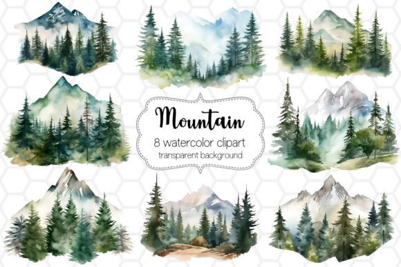 Watercolor Mountain Landscape Cliparts: Illustrations Review