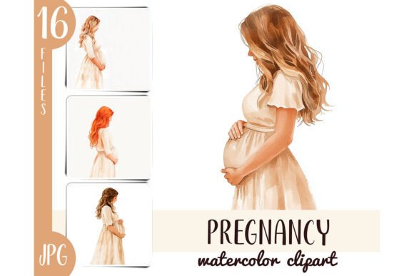 Watercolor Pregnancy Woman Portrait JPG Review
