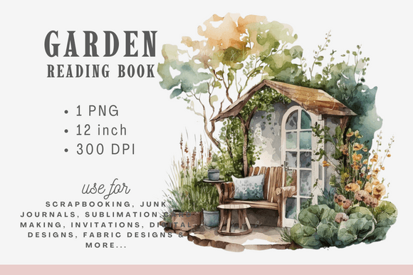 Watercolor Reading Book Clipart: Editorial Illustrations