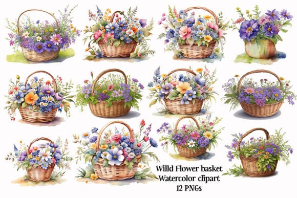 Watercolor Wildflower Clipart PNG for Illustrations